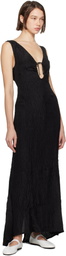 Silk Laundry Black Crinkle Peek-A-Boo Maxi Dress