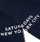 Saturdays NYC - Striped Stretch Cotton-Blend Socks - Navy