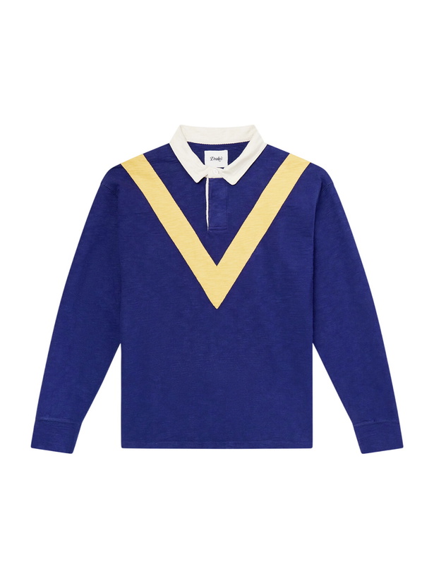 Photo: Drake's - Chevron Flame Cotton-Jersey Rugby Shirt - Blue