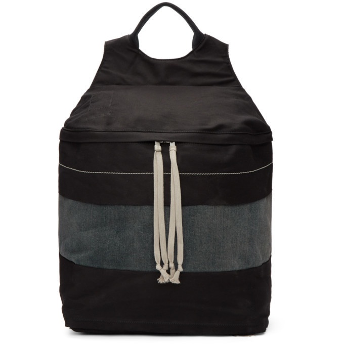 Photo: Rick Owens Drkshdw Black and Blue Twill Backpack
