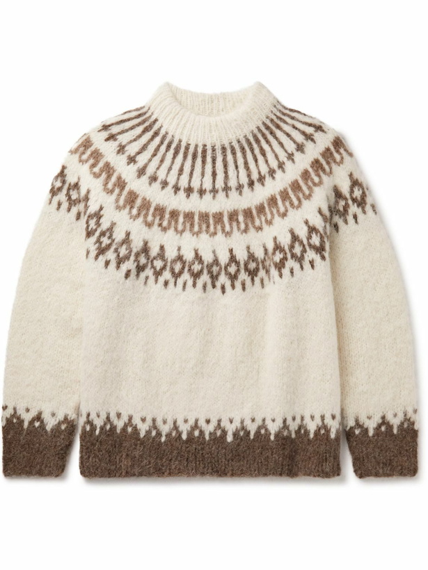 Photo: BODE - Branch Yoke Intarsia-Knit Alpaca-Blend Sweater - Neutrals