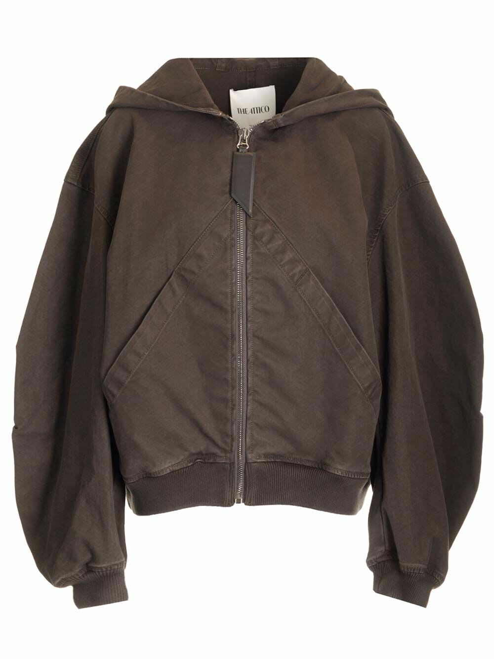 The Attico Gray Hooded Bomber Jacket The Attico