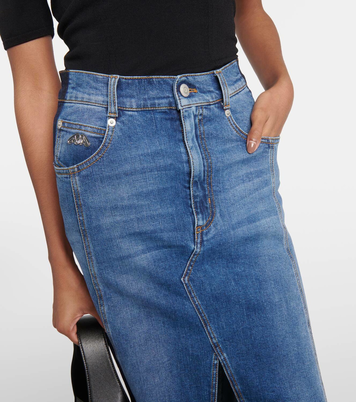 Alexander McQueen Kickback denim midi skirt Alexander McQueen