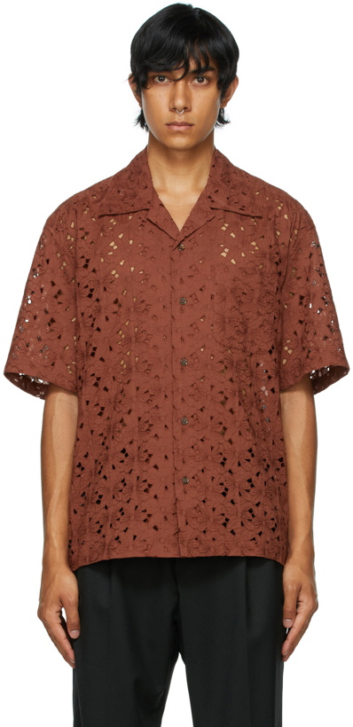 Photo: CMMN SWDN Brown Ture Broderie Anglaise Short Sleeve Shirt