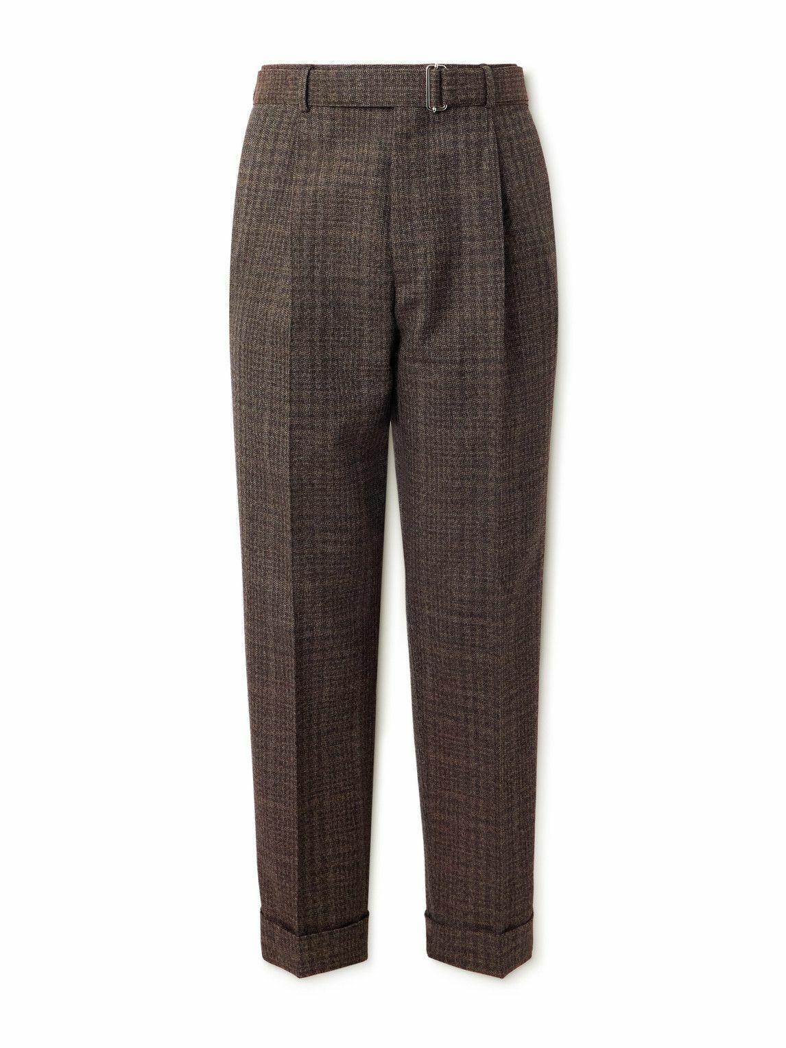Officine Générale - Hugo Straight-Leg Belted Wool Suit Trousers - Brown