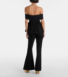 Self-Portrait Off-shoulder peplum crêpe jumpsuit