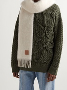 Loewe - Logo-Appliquéd Fringed Mohair and Wool-Blend Scarf