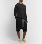 Rick Owens - Pod Poplin-Trimmed Brushed Virgin Wool-Twill Cargo Shorts - Black