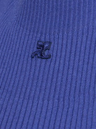 COURREGES Mock Neck Light Ribbed Cotton Top