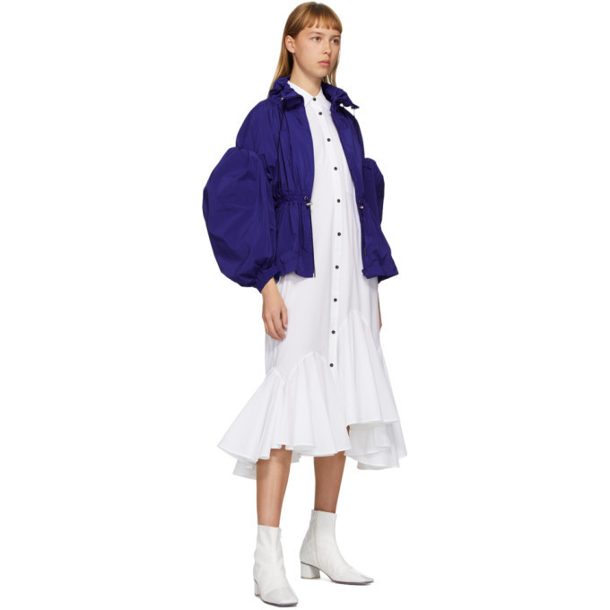 Enfold Blue Taffeta Gather Volume Jacket