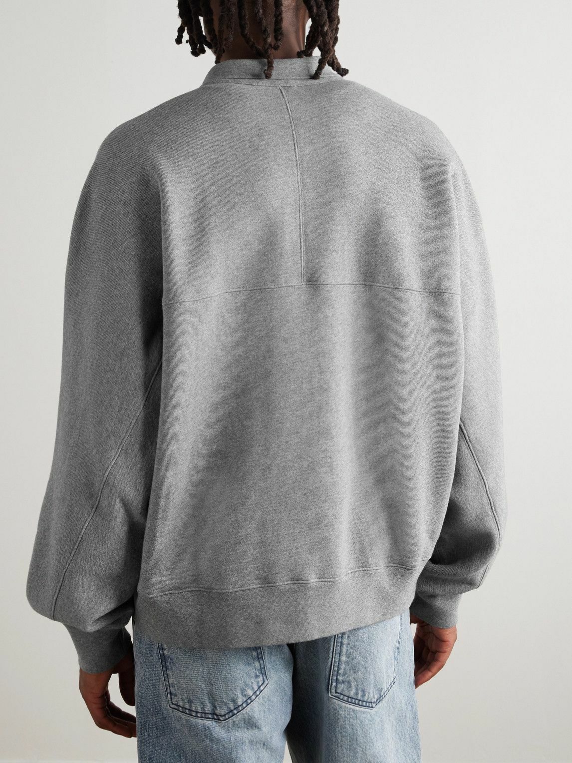 AGOLDE - Idris Cotton-Jersey Half-Zip Sweatshirt - Gray