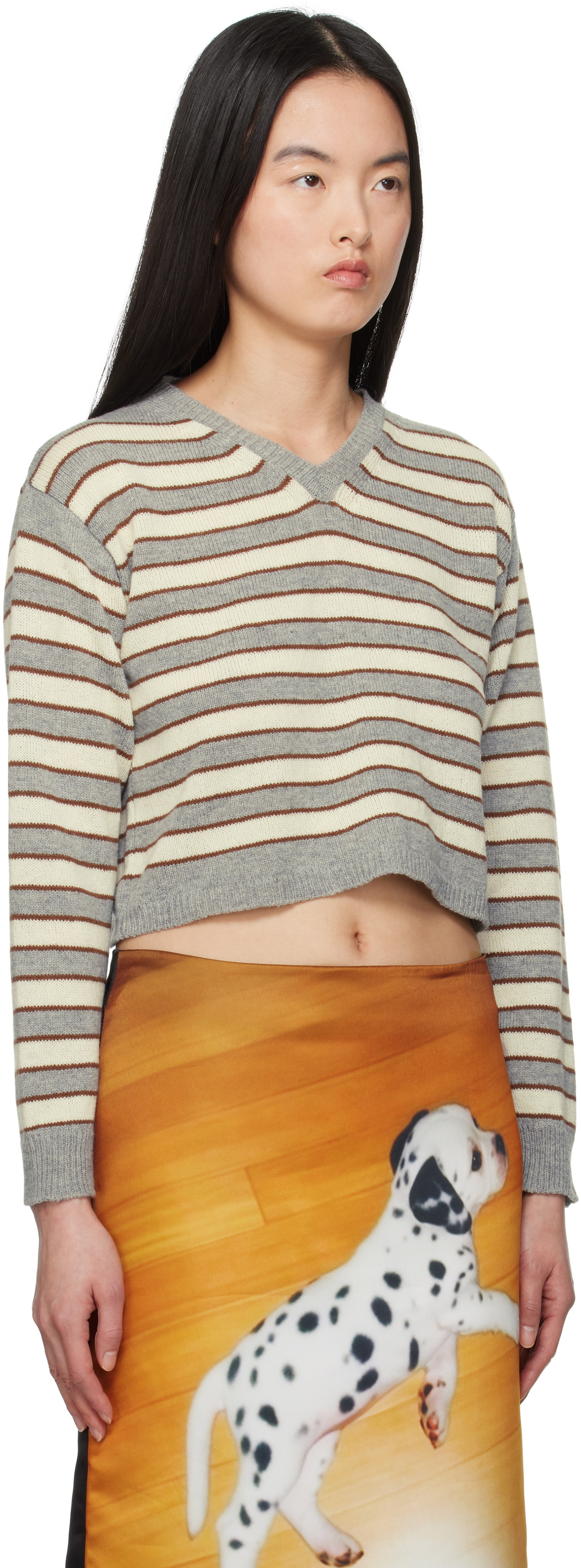 Ashley Williams Gray & Off-White Molly Knit Sweater