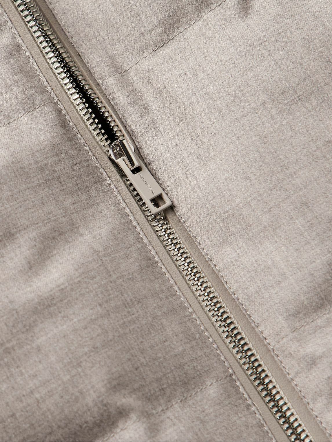 Yves Salomon - Leather-Trimmed Quilted Green Storm System® Wool and Silk-Blend Down Gilet - Gray