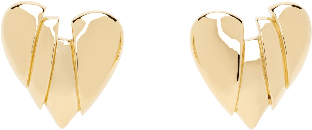 Amina Muaddi Gold Heartbreaker Earrings