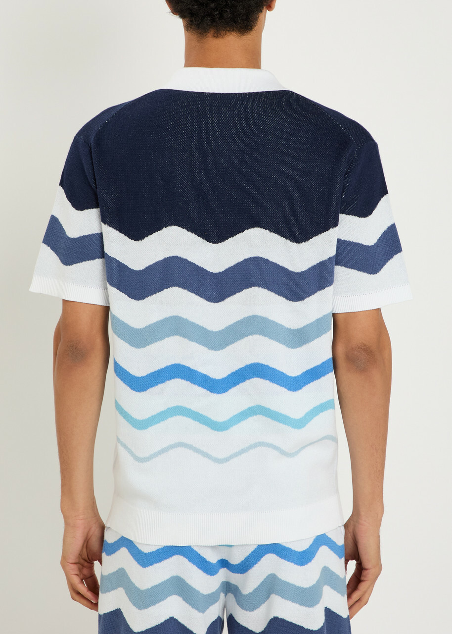 Sandbanks Gradient Pattern Knit Cotton Shirt Blue