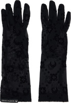 Marine Serre Black Moonogram Mesh Flock Short Gloves