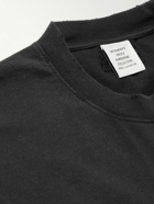 VETEMENTS - Oversized Embroidered Distressed Cotton-Jersey T-Shirt - Black