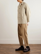 Monitaly - Convertible-Collar Striped Linen and Cotton-Blend Jacket - Neutrals