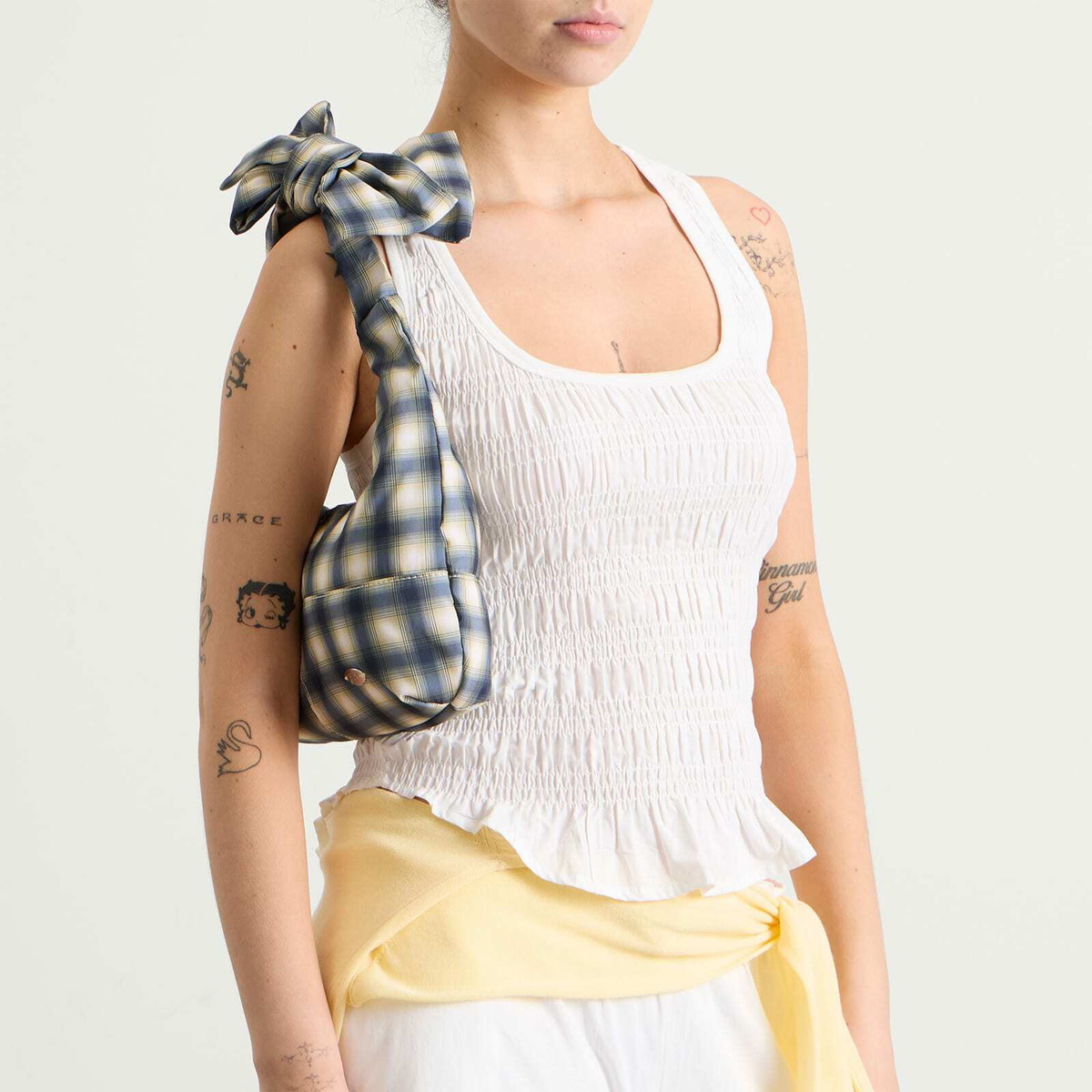 Damson Madder Women's Roo Check Tie Bag in Multi 