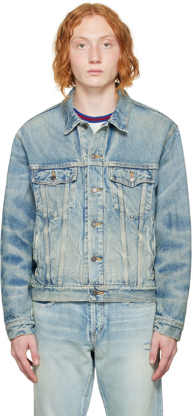 Photo: SEEKINGS Blue Vintage Wash Denim Jacket