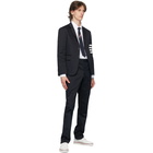 Thom Browne Navy and Black Wool Striped Tie