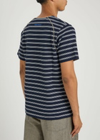 Wales Bonner Isaiah Striped Piqué Cotton-blend T-shirt Navy