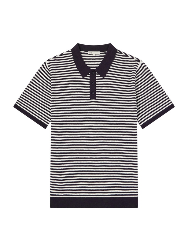 Photo: Onia - Striped Textured-Cotton Polo Shirt - Blue