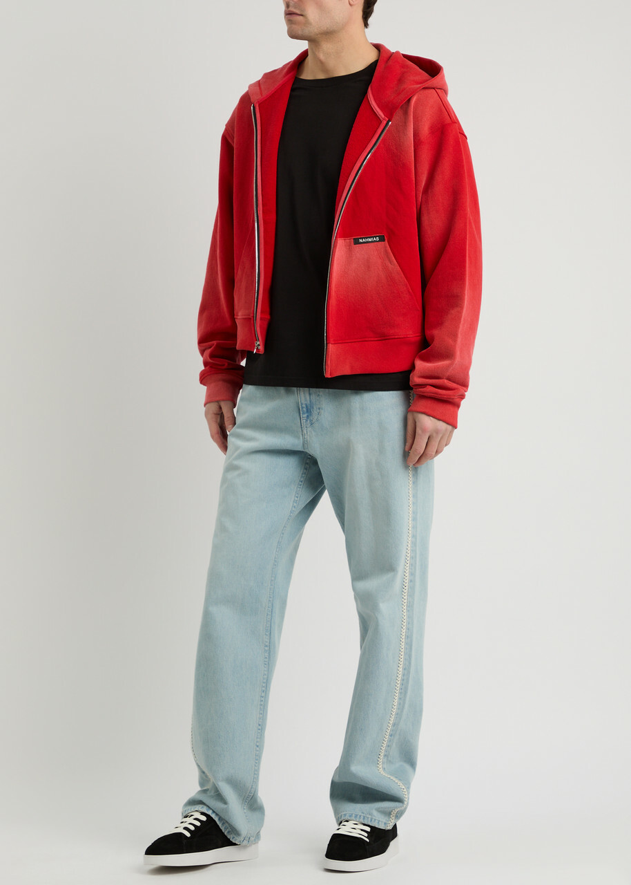 Nahmias Sunfade Hooded Cotton Sweatshirt Red