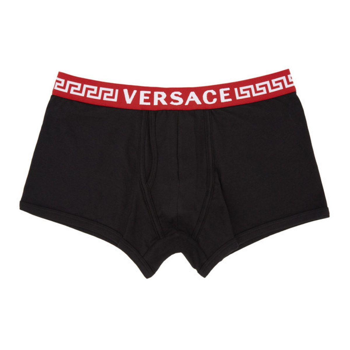 Versace Underwear Black and Red Greek Band Boxer Briefs Versace Underwear