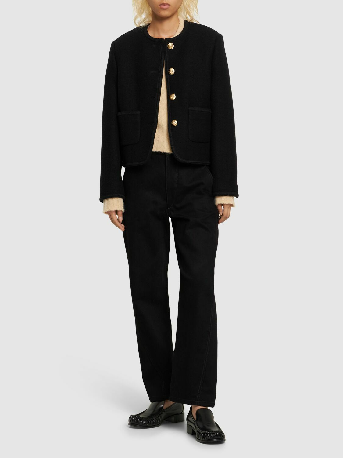 DUNST Classic Tweed Bouclé Jacket with Buttons Dunst