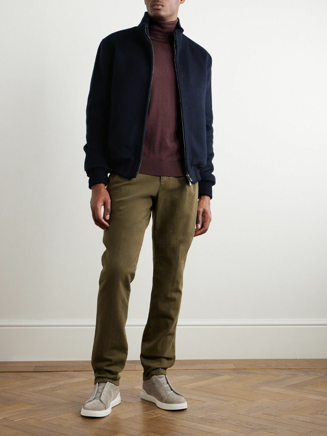 Thom Sweeney - Padded Wool and Cashmere-Blend Bomber Jacket - Blue Thom ...