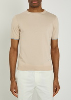 Tods Striped Detail Knit Cotton T-shirt Off White