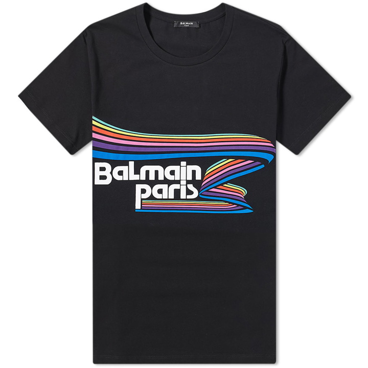 Photo: Balmain Rainbow Logo Print Tee