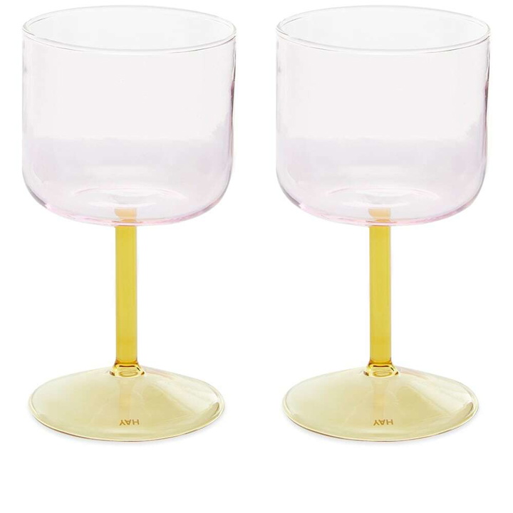 Photo: HAY Tint Wineglass - Set Of 2 in Pink/Yellow
