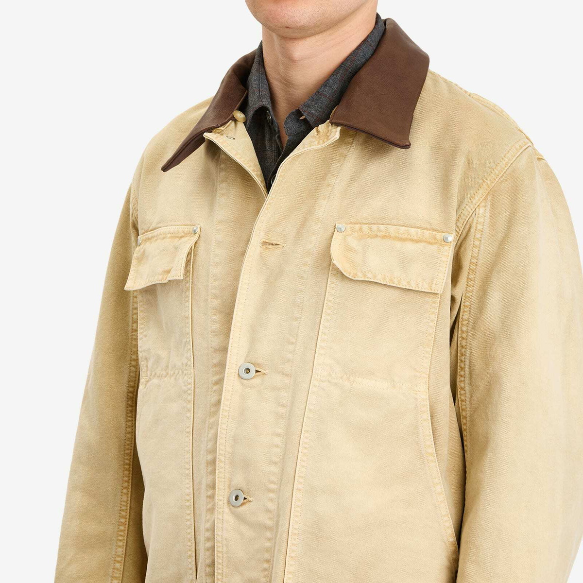 Auralee Men's Organic Cotton Duck Blouson in Light Beige Auralee