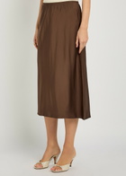 Vince Satin Slip Midi Skirt Brown