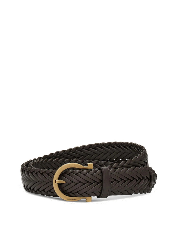 Photo: Ferragamo Mens Gancini braided belt in Brown