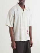 Kardo - Rohit Embroidered Checked Cotton Shirt - Neutrals