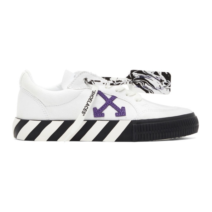Photo: Off-White White and Purple Vulcanized Low Sneakers