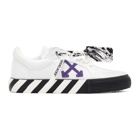 Off-White White and Purple Vulcanized Low Sneakers