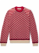 Wales Bonner - Unity Striped Checked Cotton Sweater - Red