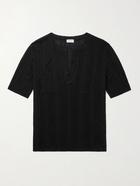 SAINT LAURENT - Ribbed Linen and Silk-Blend T-Shirt - Black