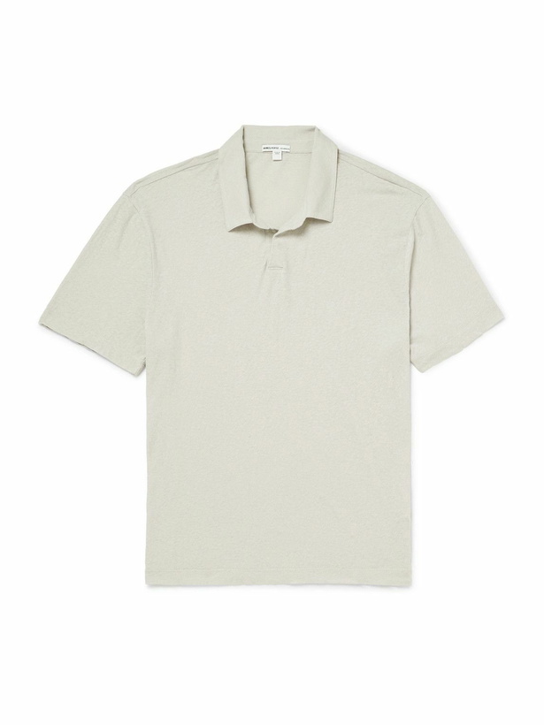Photo: James Perse - Open-Collar Cotton-Jersey Polo Shirt - Gray