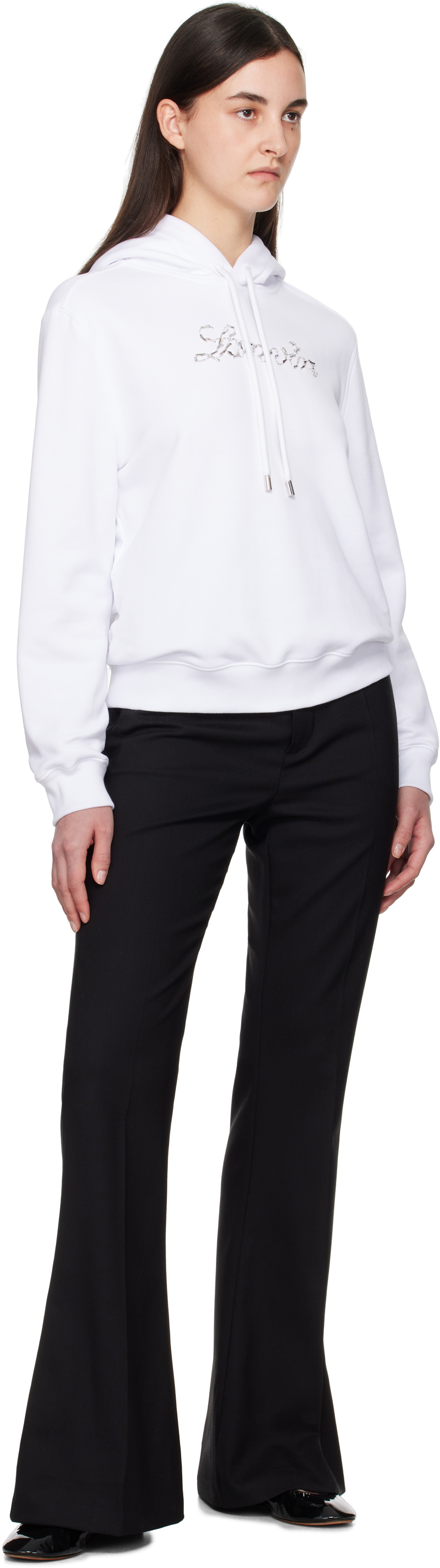 Lanvin White 'Lanvin' Bead Embroidered Hoodie