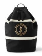 SAINT LAURENT - Herringbone-Trimmed Logo-Embroidered Twill Bucket Bag