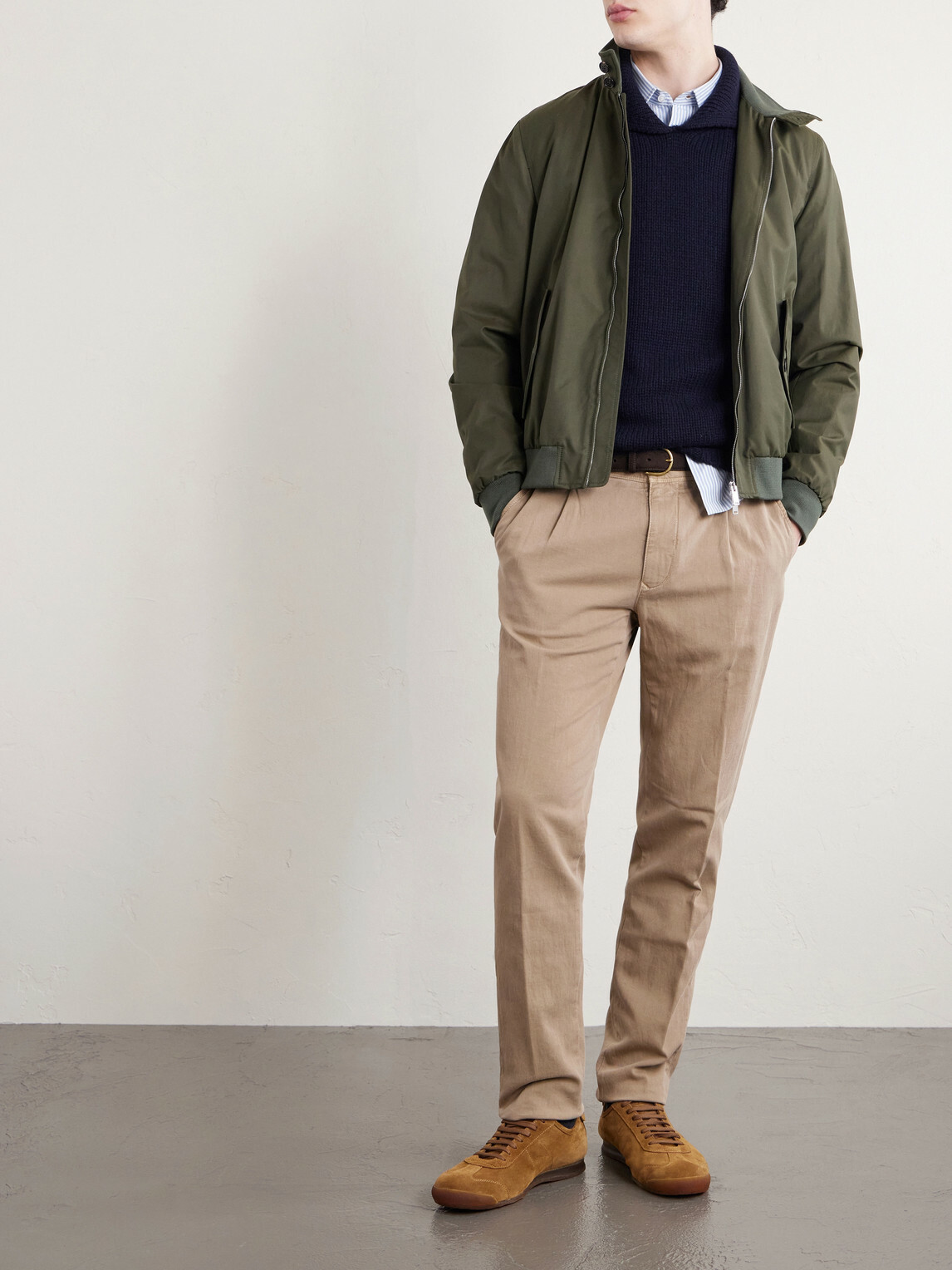Slowear - Tapered Pleated Cotton-Blend Gabardine Trousers - Neutrals