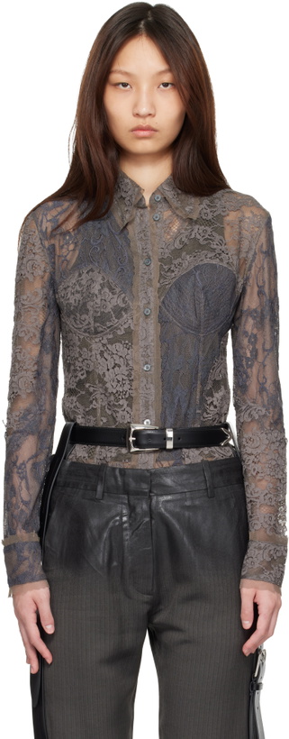 Photo: Acne Studios Gray Lace Corset Shirt