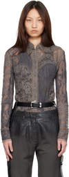 Acne Studios Gray Lace Corset Shirt