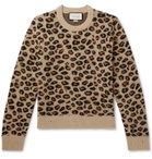 Gucci - Distressed Leopard Jacquard Sweater - Brown