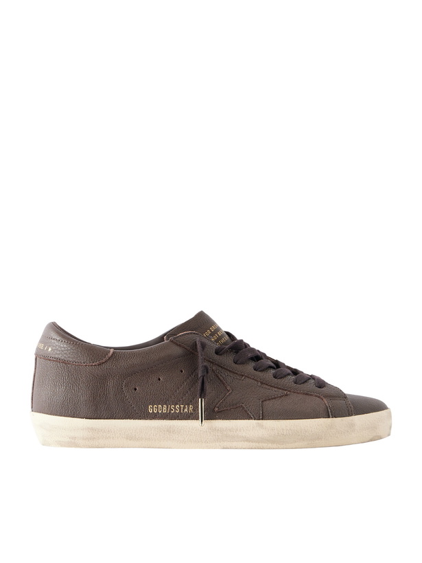 Photo: Golden Goose - Super-Star Distressed Full-Grain Leather Sneakers - Brown